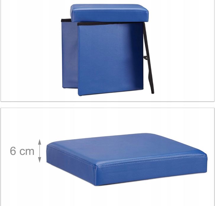 Pufa tapicerowana Remax odcienie niebieskiego • Taboret Puf skrzynia