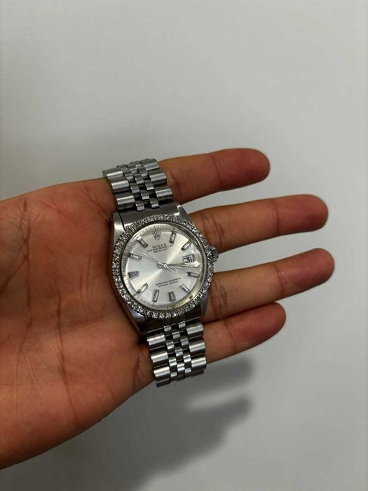 Rolex Datejust 1603 em aço inoxidável, 36 mm, mostrador prateado