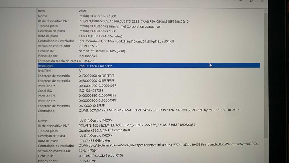 Lenovo W550S I7 5ª 16GB memória 500 Disco ecrã 3k