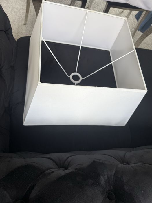Biały duży stożkowy elegancki abażur J. Nowy 47cm x 36cm x 26cm