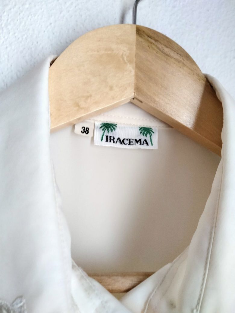 Camisa manga curta, creme
