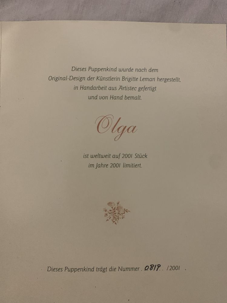 Taniej Lalka kolekcjonerska Olga od Brigitte Leman