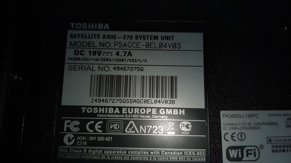 Pc Portátil Toshiba Satellite a300 (peças)