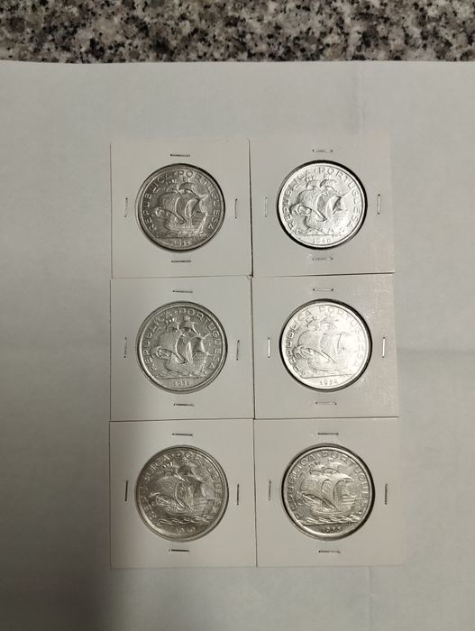 Lote de moedas de prata de 10 escudos 1932.34.40.48.54.55.