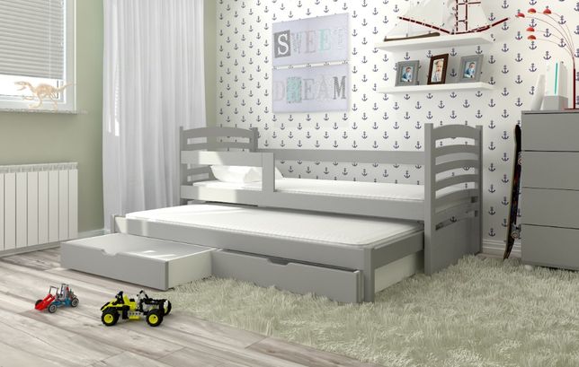 Nowe łóżko parterowe dwu osobowe olek! barierka w zestawie + materace!