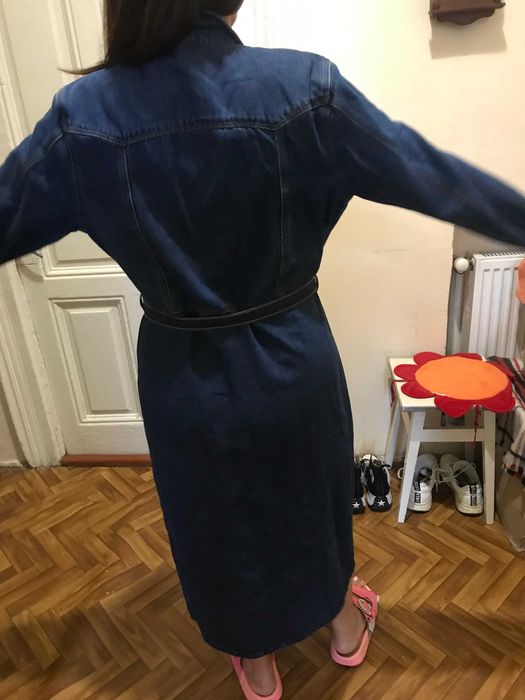 длинное джинсовое платье - плащ