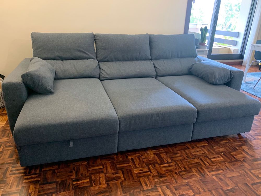 Sofá chaise longue com arrumação