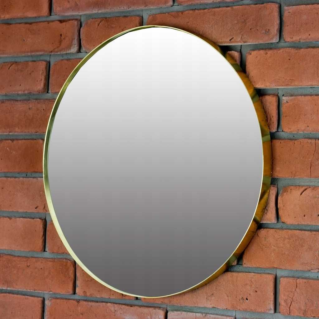 Lustro okrągłe ścienne metalowe śr. 50cm ZŁOTE