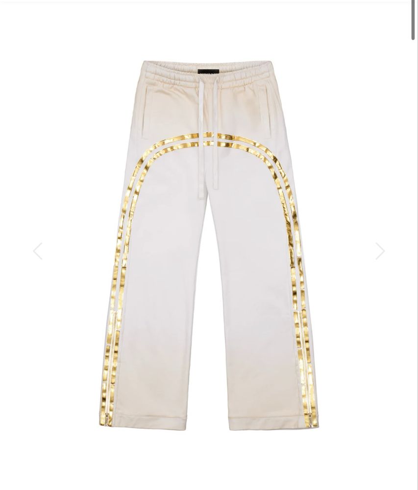 Racer worldwide track pants beige and gold