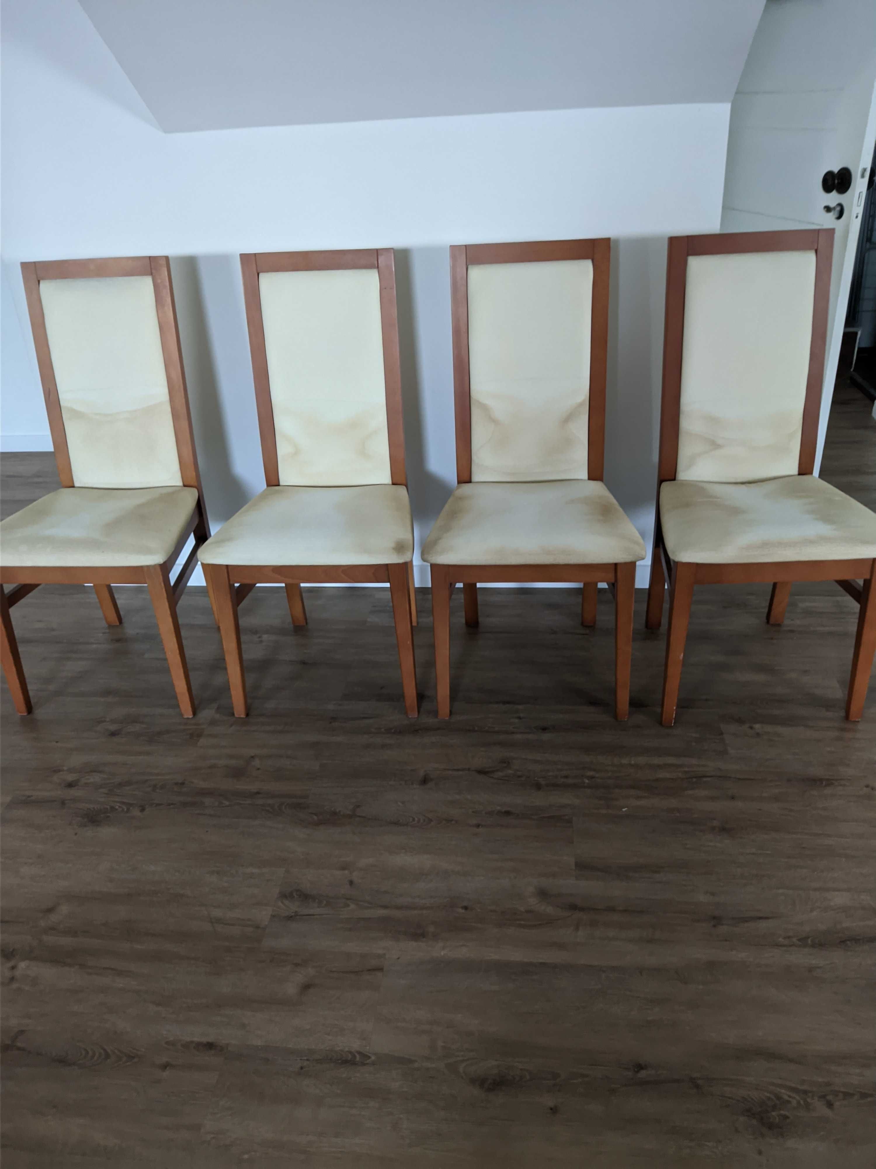 Mesa de jantar extensível, 2 tampos em vidro + 4 cadeiras