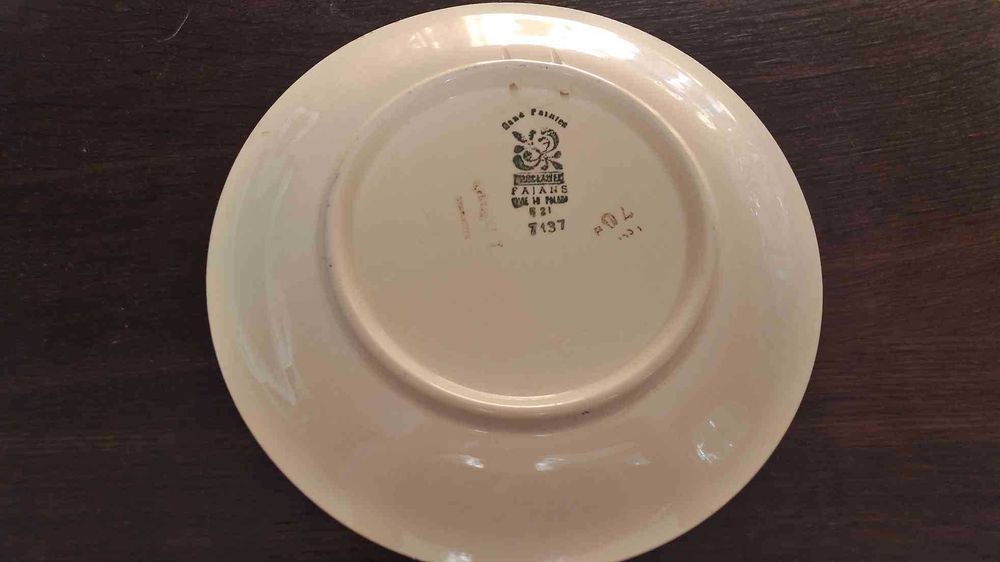 Talerz Włocławek prl ceramika ręcznie malowany fajans kolorowe kwiaty