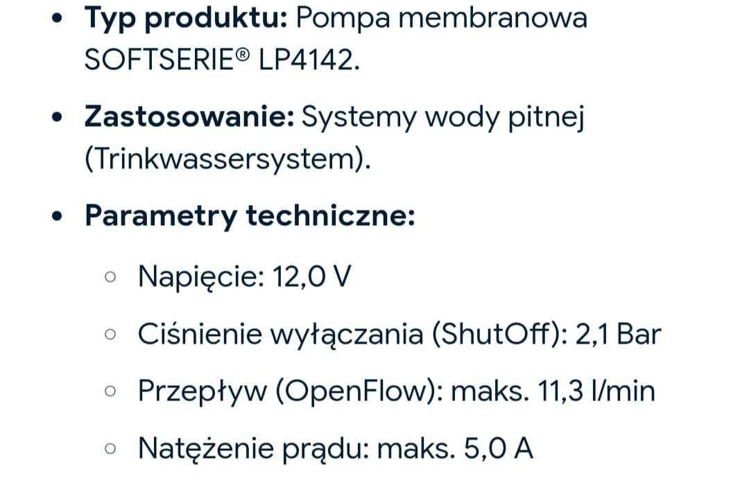 Nowa pompa wody membranowa SOFTSERIE przyczepa/kamper/  na dzialke