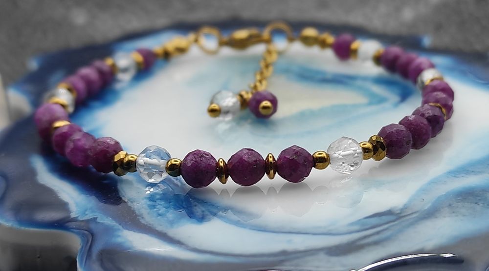 Bransoletka kamienie naturalne Rubin / Kryształ górski