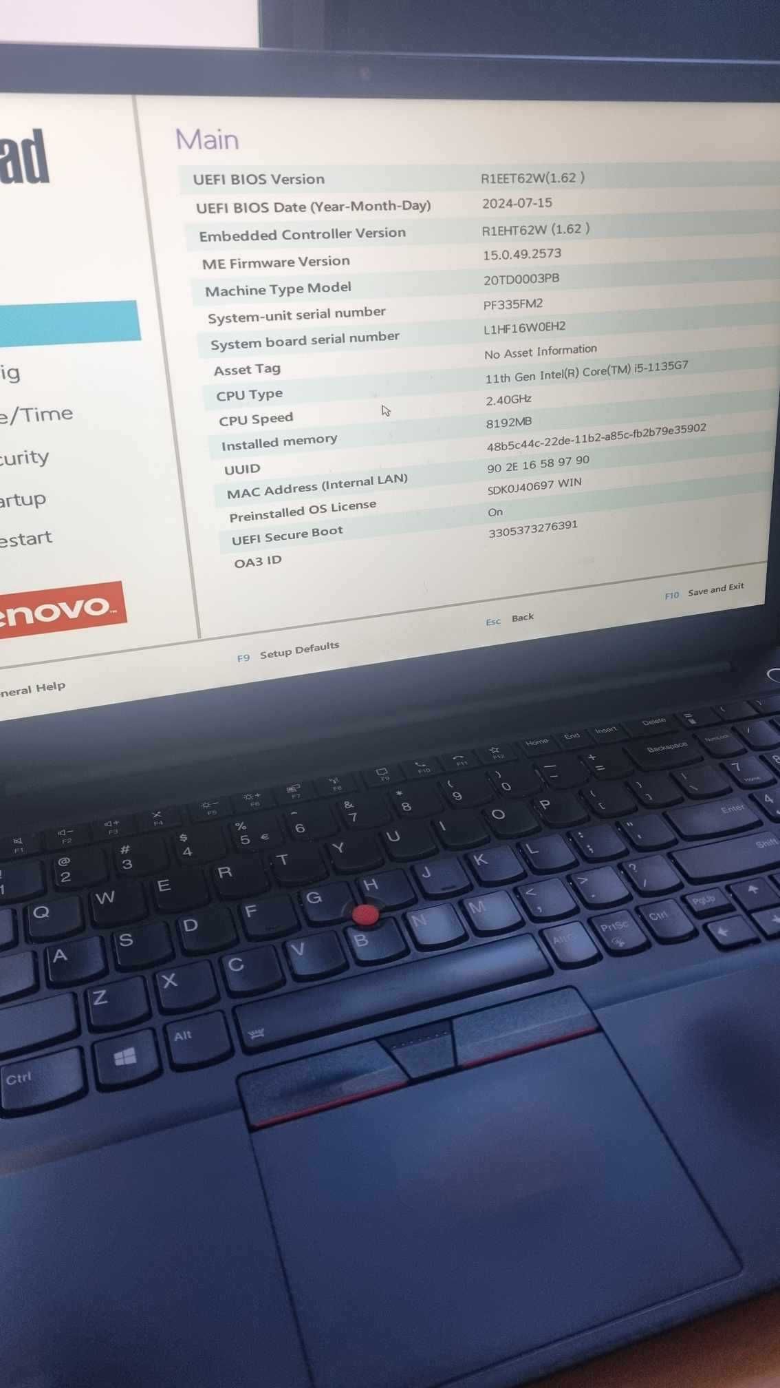 Lenovo E15 - używany, stan bdb- . I5 11gen/8GB/SSD512GB m.2/Win10