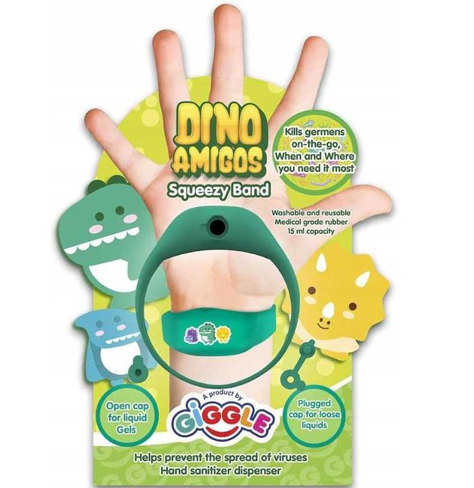 Bransoletka z Dozownikiem Do Dezynfekcji Rąk Dinozaury + Dozownik