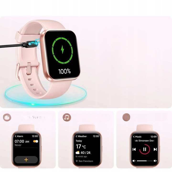 Smartwatch ID208 PLUS różowy ALEXA wykonywanie połączeń IOS Android