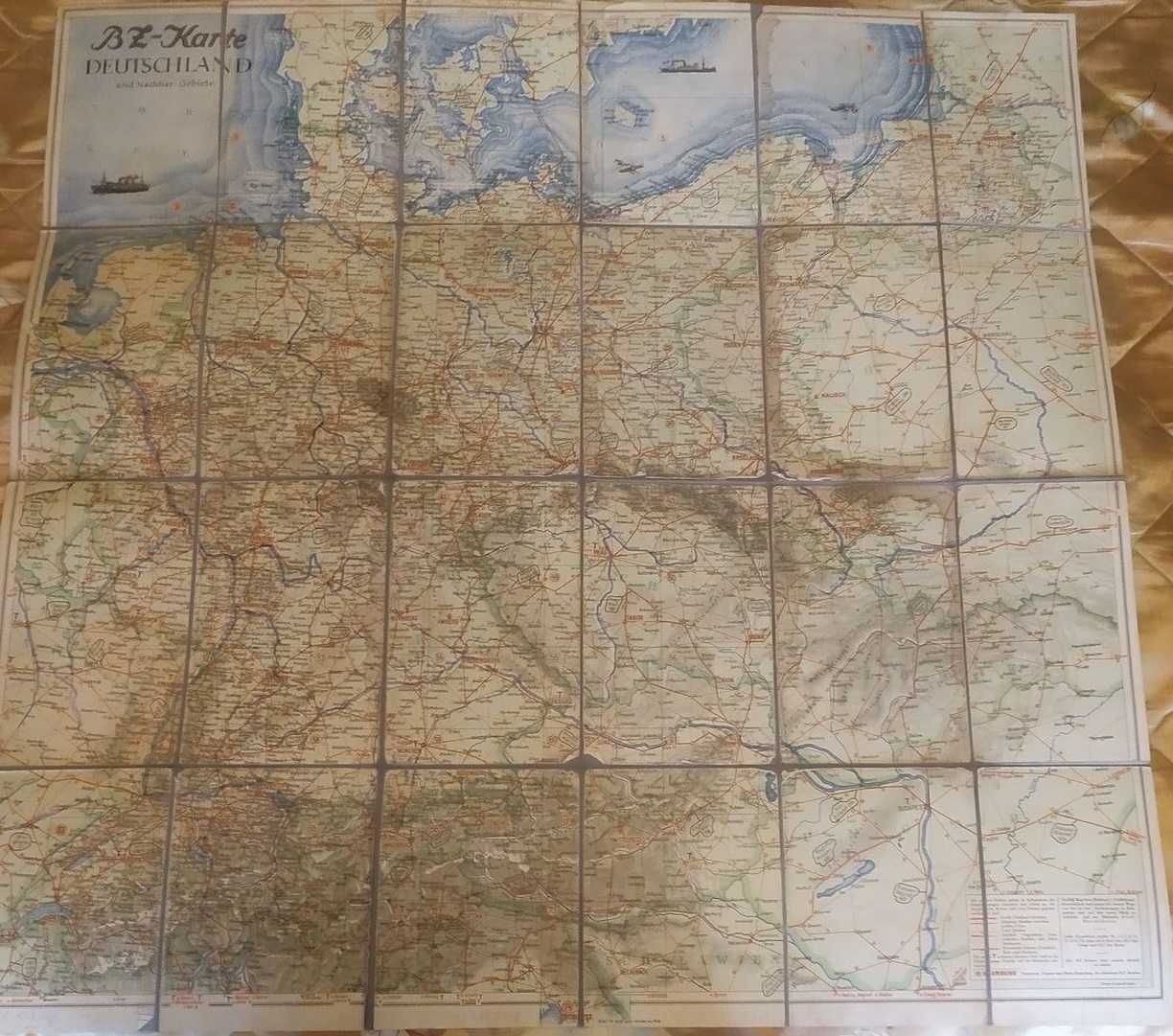Mapa Niemiec i Polski - stara
