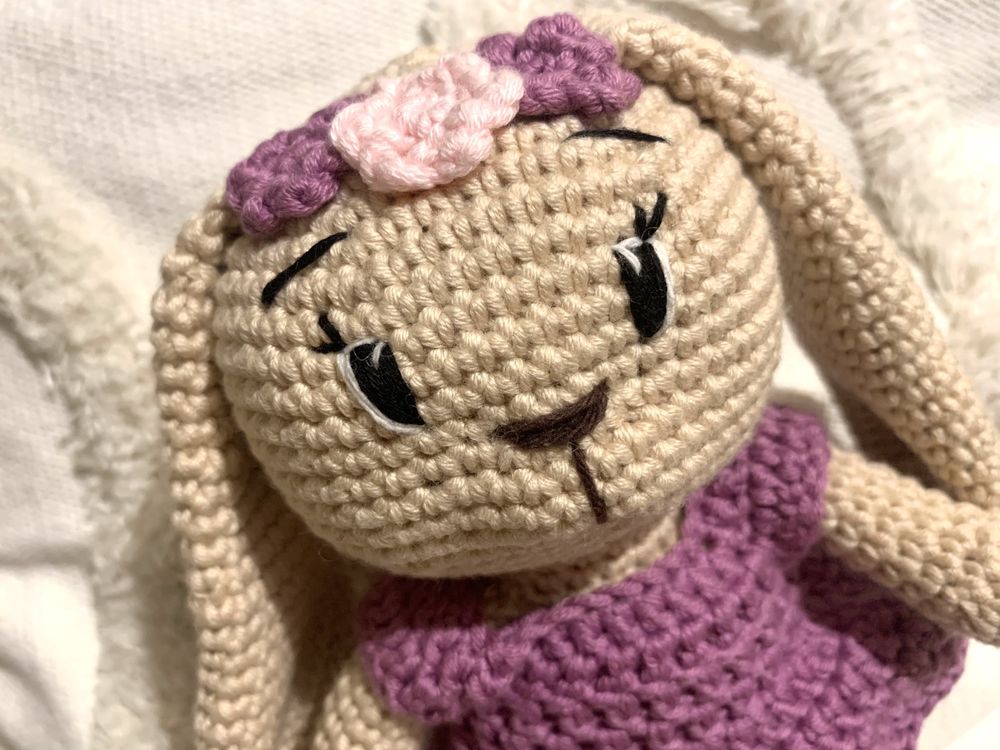 Miś krolik zrobiony na szydełku handmade