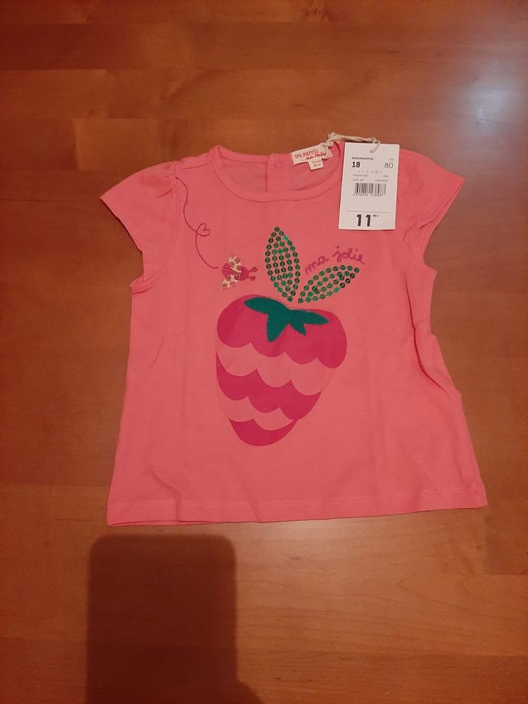 Blusa rosa com Morango 18 meses