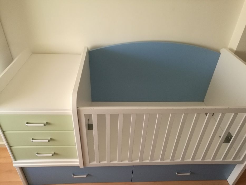 Berço-cama convertível com gavetas/cama extra 70x140 cm