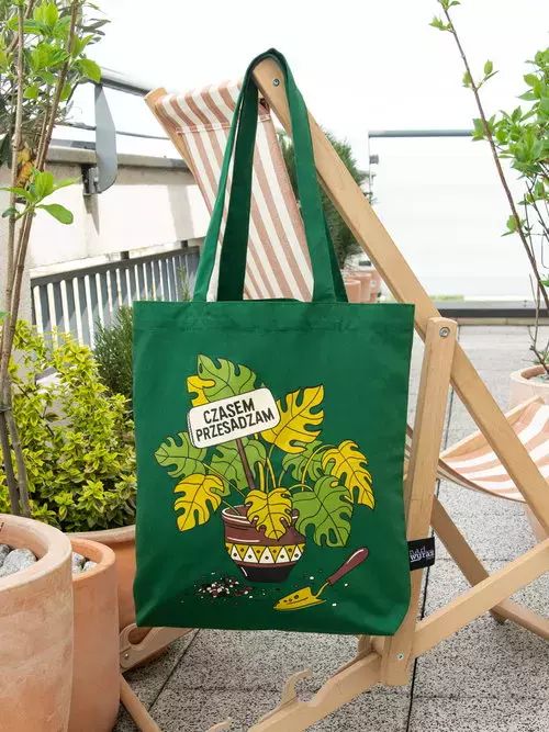 Czasem przesadzam torba bawełniana zielona. Nadwyraz.com