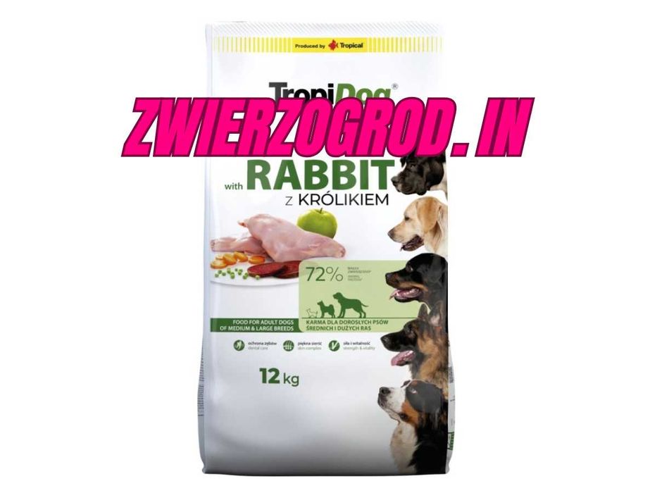 TropiDog Karma sucha dla psa z Królikiem 12kg ** zwierzogrod.in **