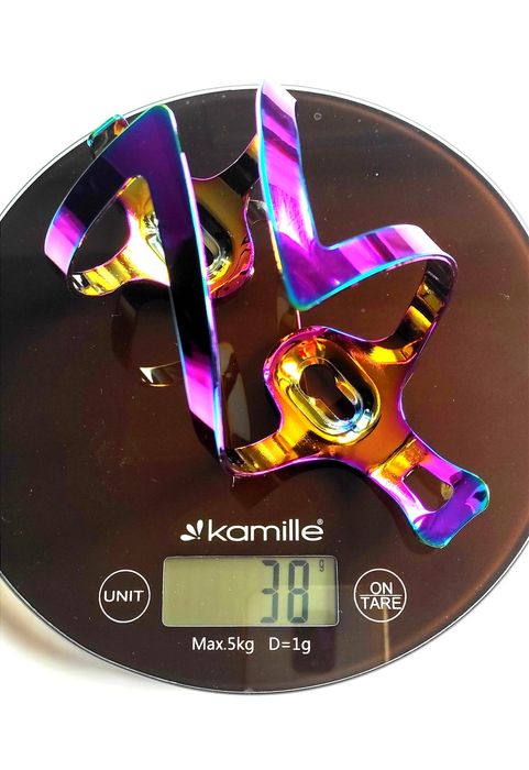 Koszyk na bidon rowerowy Gradient Tęczowy Alu Lekki 38g Nowy Solidny