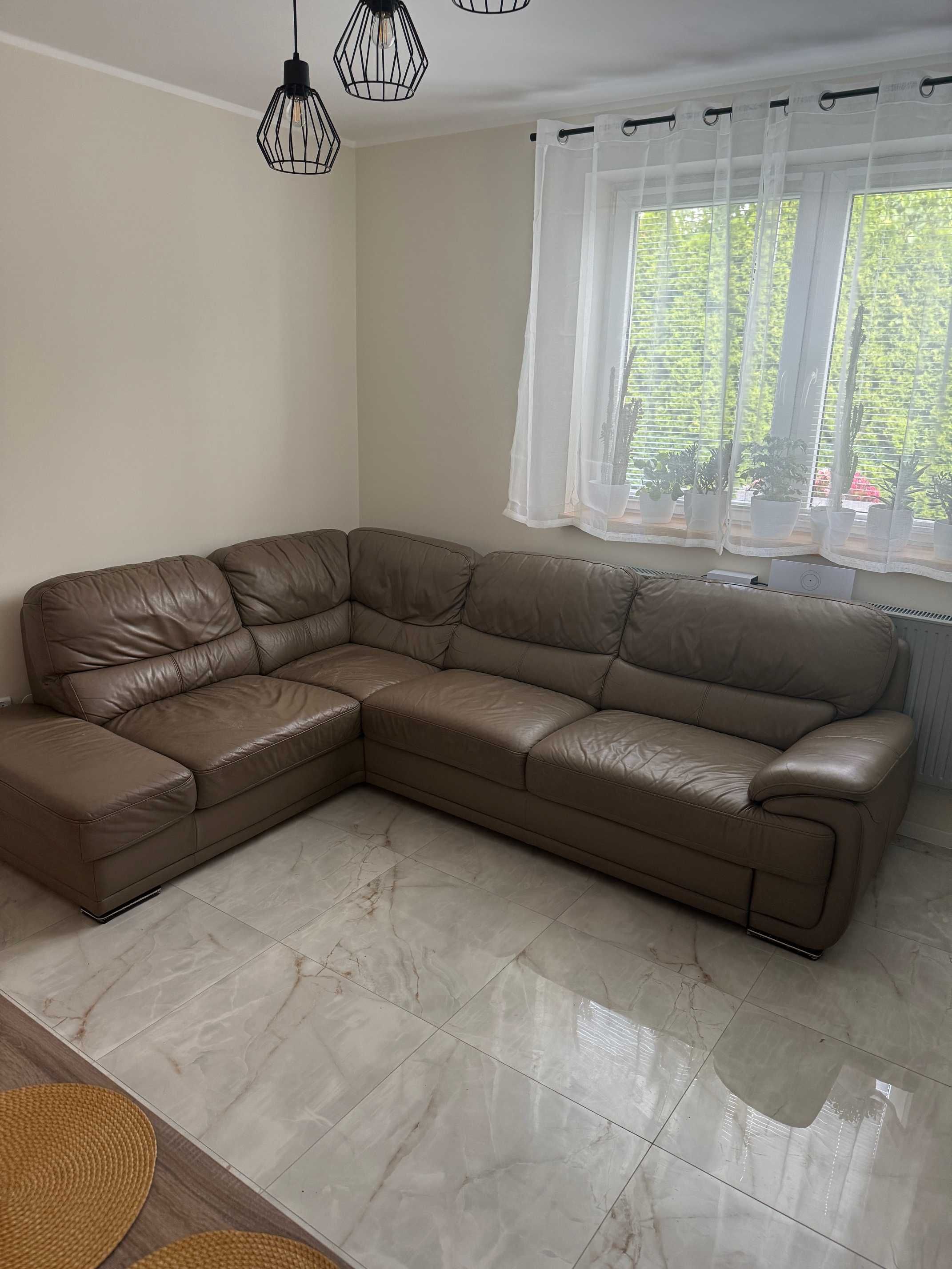 NAROŻNIK SKÓRZANY skóra z funkcją spania