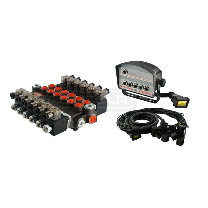 Rozdzielacz hydrauliczny 6 sekcyjny 40L. 12v + panel