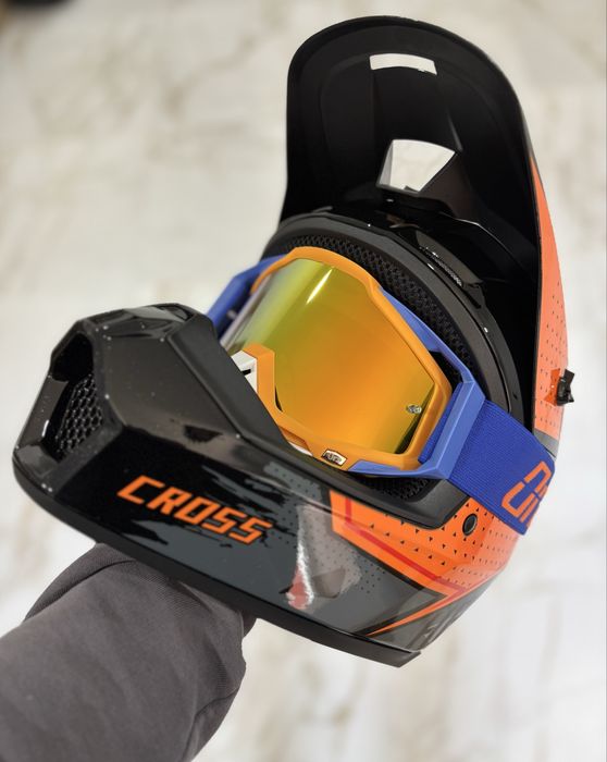 Ендуро кросовий шолом ORZ, Fox на мотоцикл, шлем зелений із окулярами