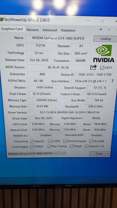 GTX 1660 Super, MSI Gaming X, відеокарта