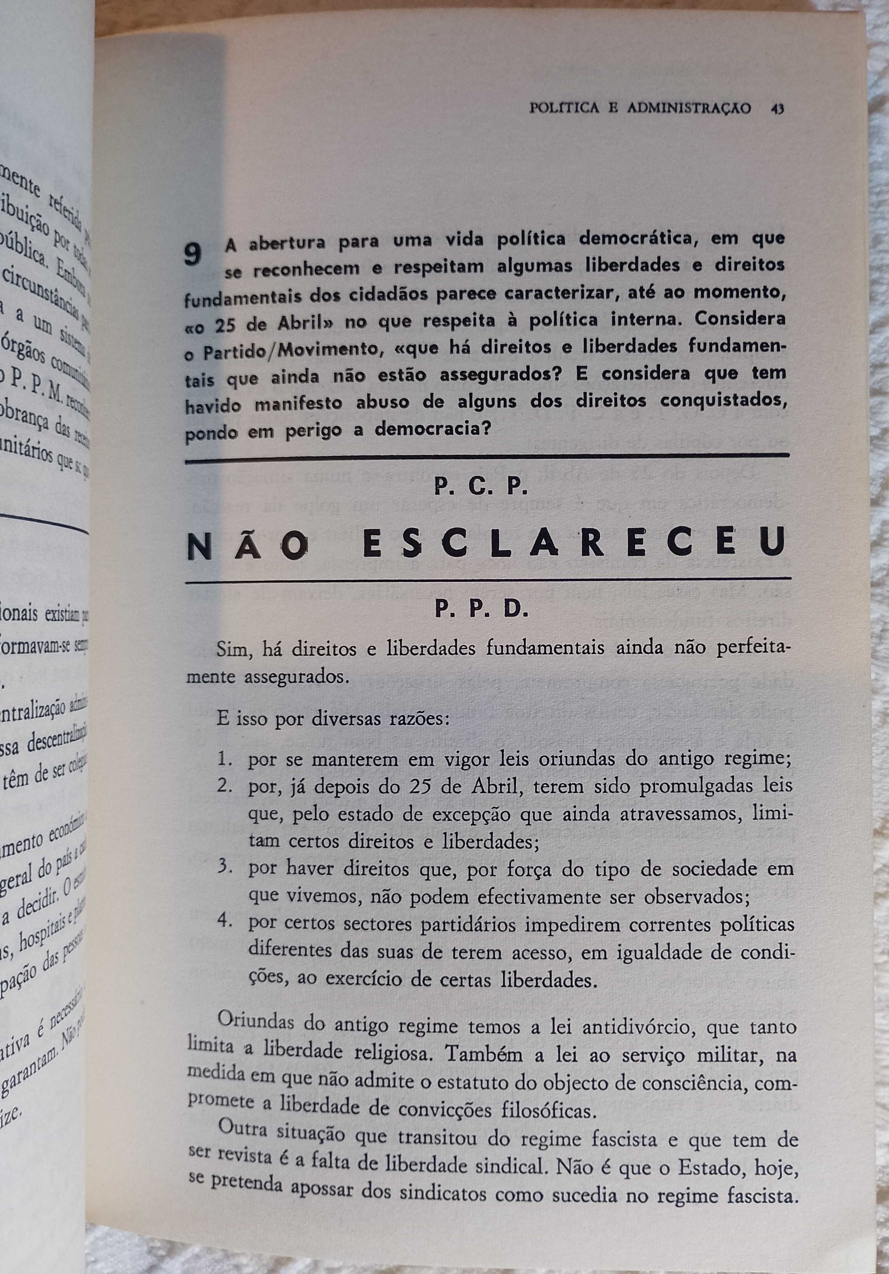Esclarecer o eleitor: Inquérito aos partidos políticos, Vários