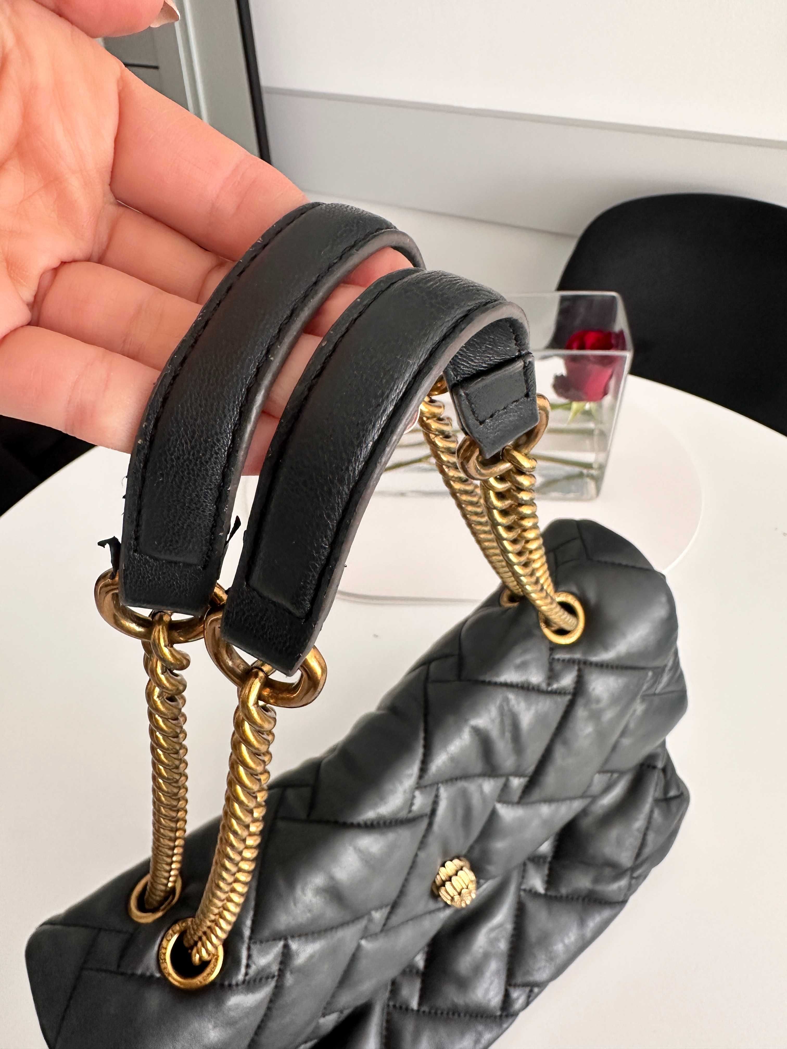 Kurt Geiger Kensington Soft XXL Bag - BLACK  skóra naturalna