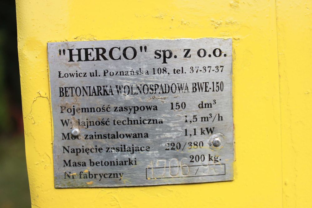 Betoniarka 150L HERCO
