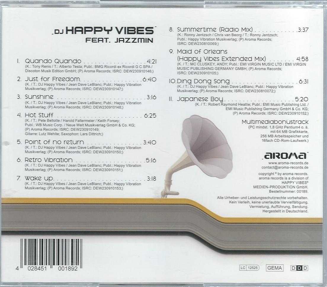CD DJ Happy Vibes feat. Jazzmin - Retro Vibration (2009)