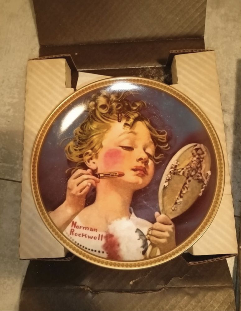 Talerz Knowles Making Belive at the Mirror Norman Rockwell