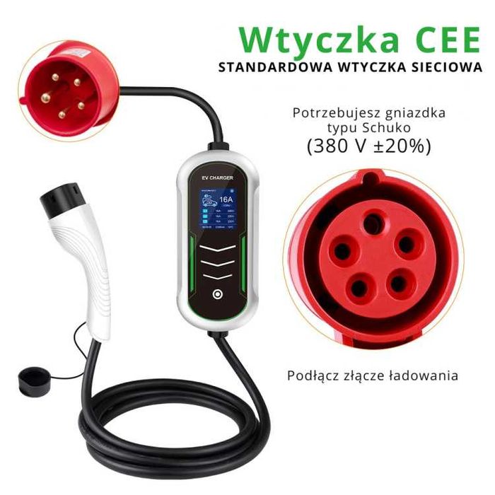 3 fazowa Mobilna Ładowarka EV 11kW dostępna od ręki Kielce.