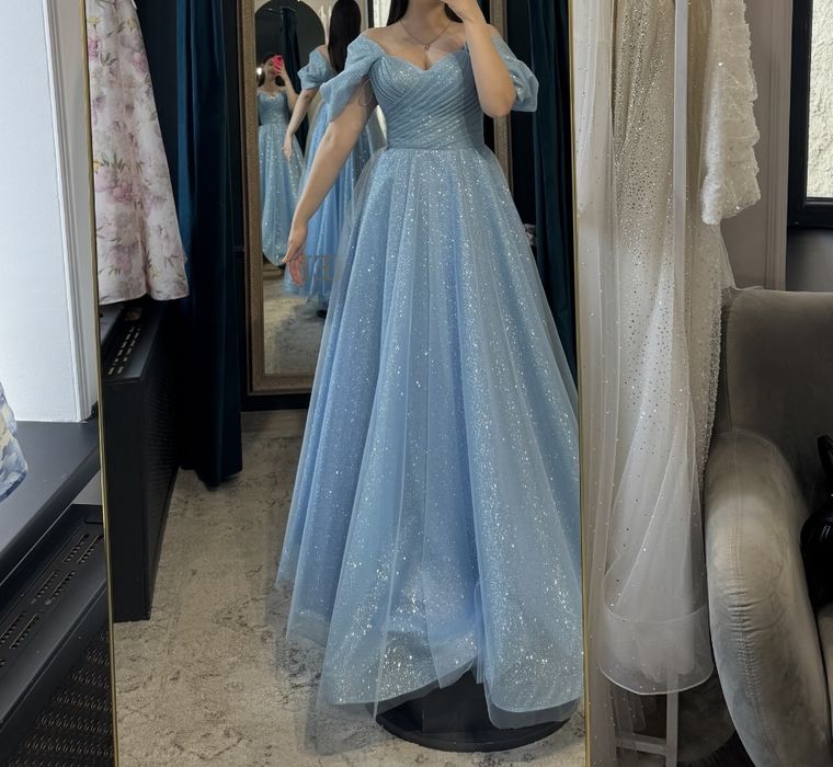 Сукня Принцеси LA MARIEE | Блакитний Глітер | Трансформер Рукава