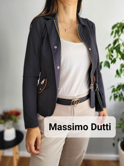 Granatowa elegancka kurtka damska przejściowa Massimo Dutti S