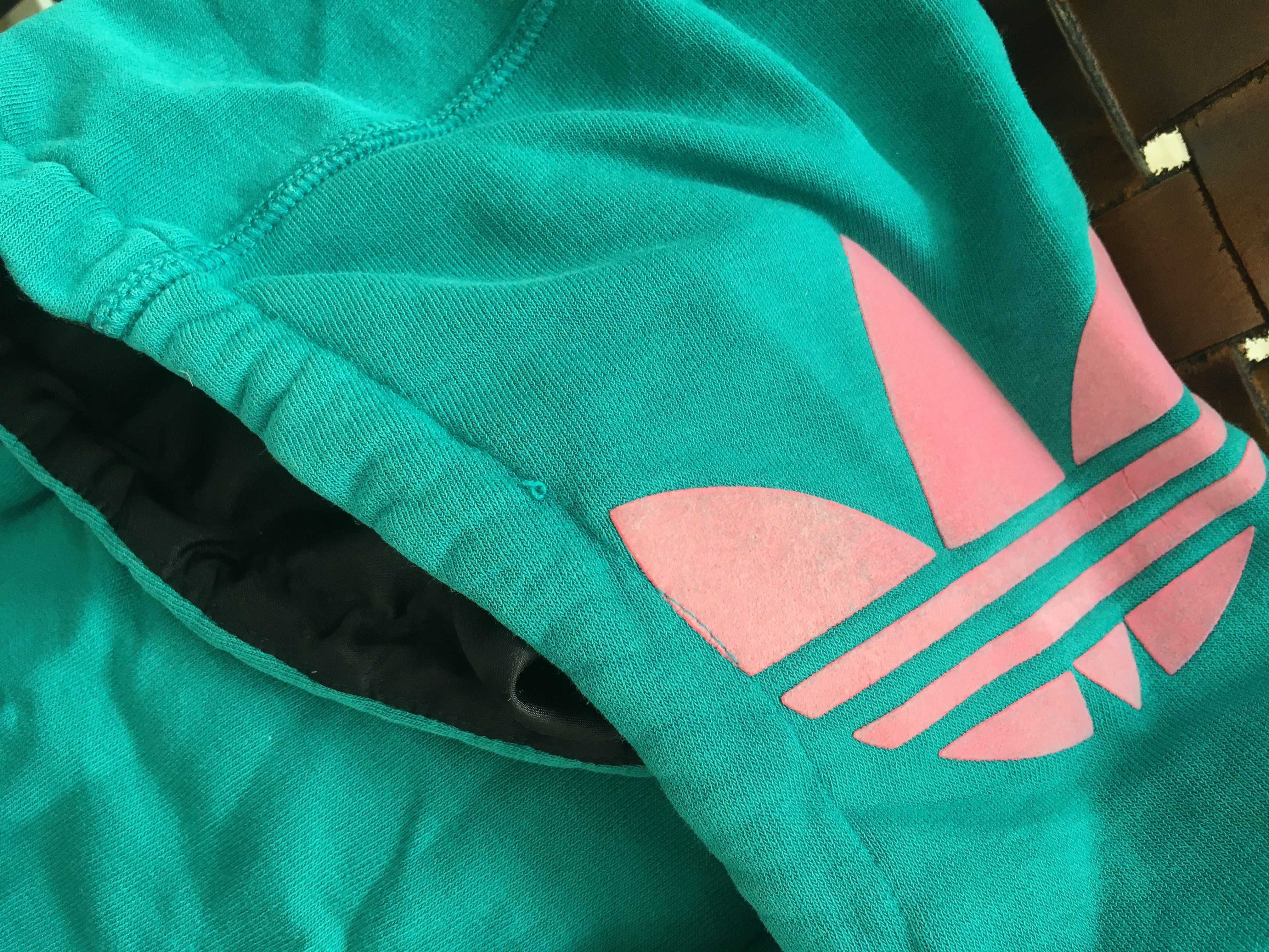 ADIDAS CASACO XS ORIGINAL Satin Hoodie Sweatshirt USA Aqua Preto Rosa