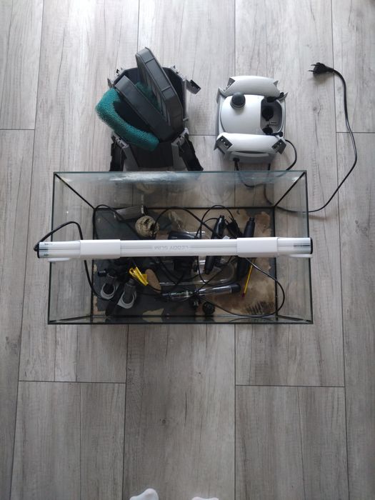 Akwarium 45l, filtr zewnętrzny, grzałka, lampa, filtr uv i więcej