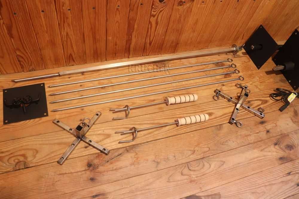 Rożen krzyżowy z napędem elektrycznym do 25 kg do paleniska, kominka