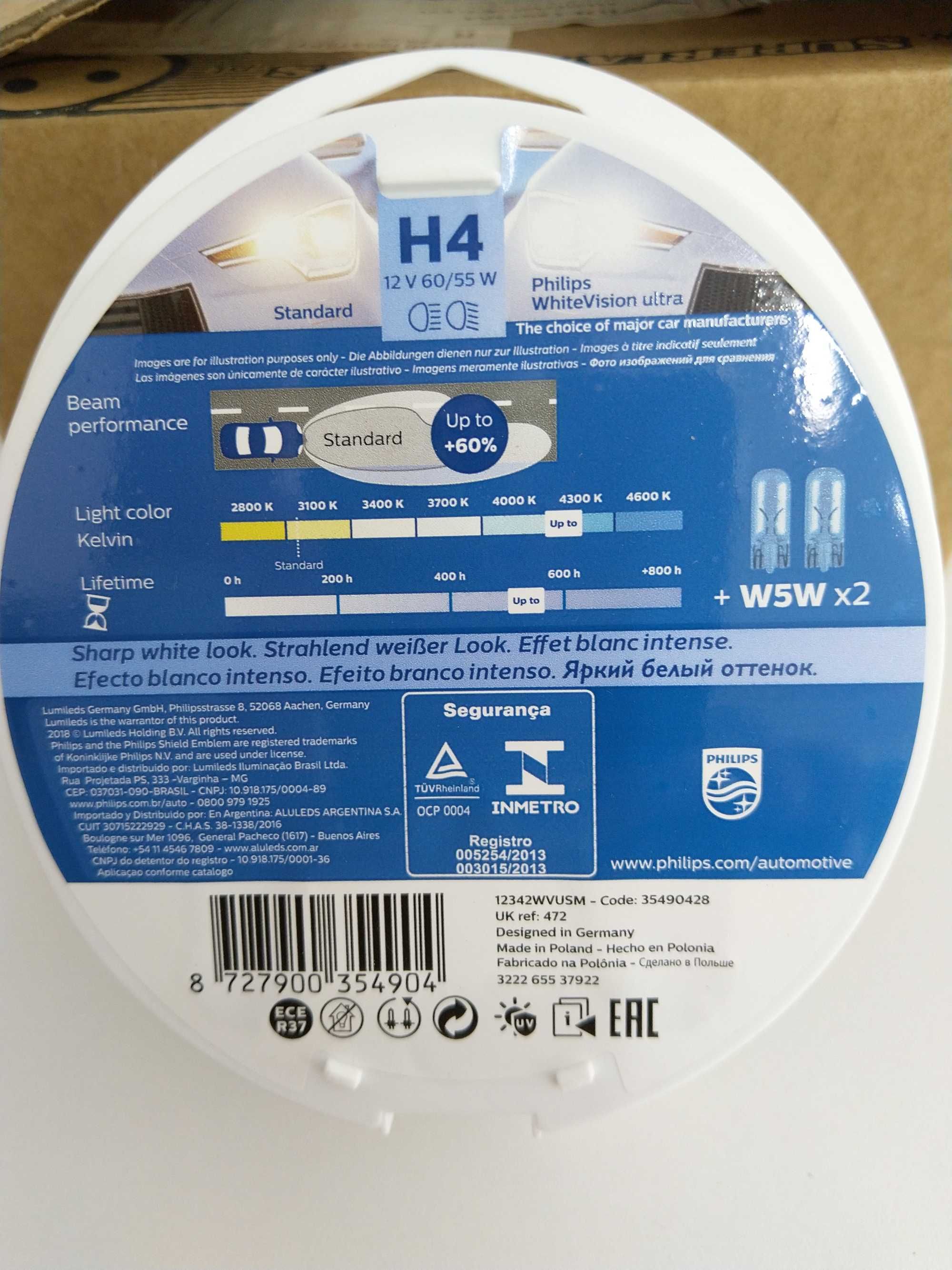 lampadas H4 philips (white vision ultra)