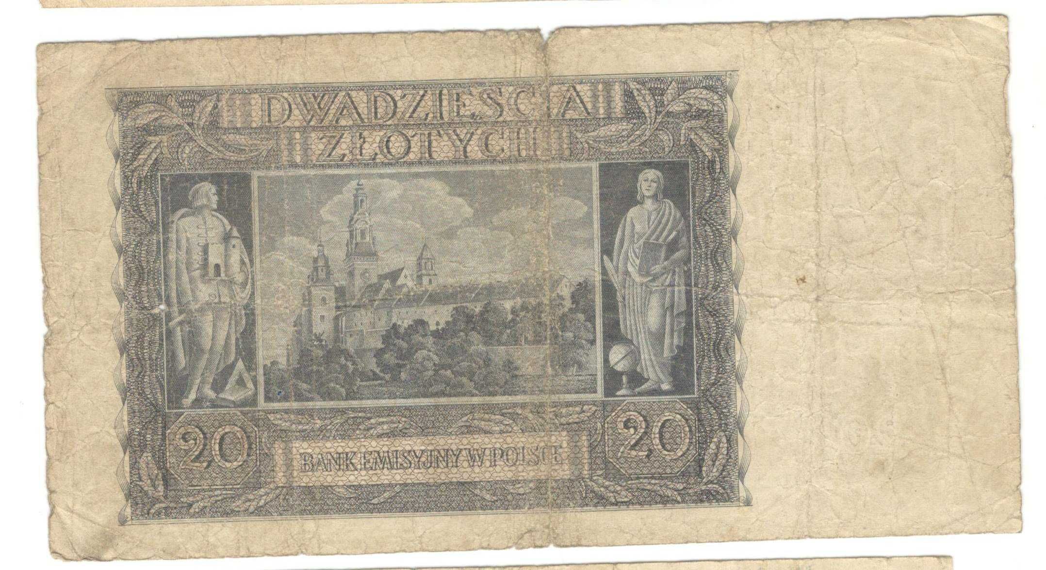 Stare polskie banknoty 50 20 5 1 zł okupacyjne 1940 rok 1941