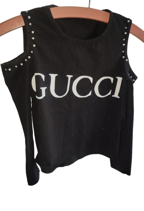 Markowa czarna bluzeczka odkryte ramiona Gucci r 128 na 8 lat bluzka