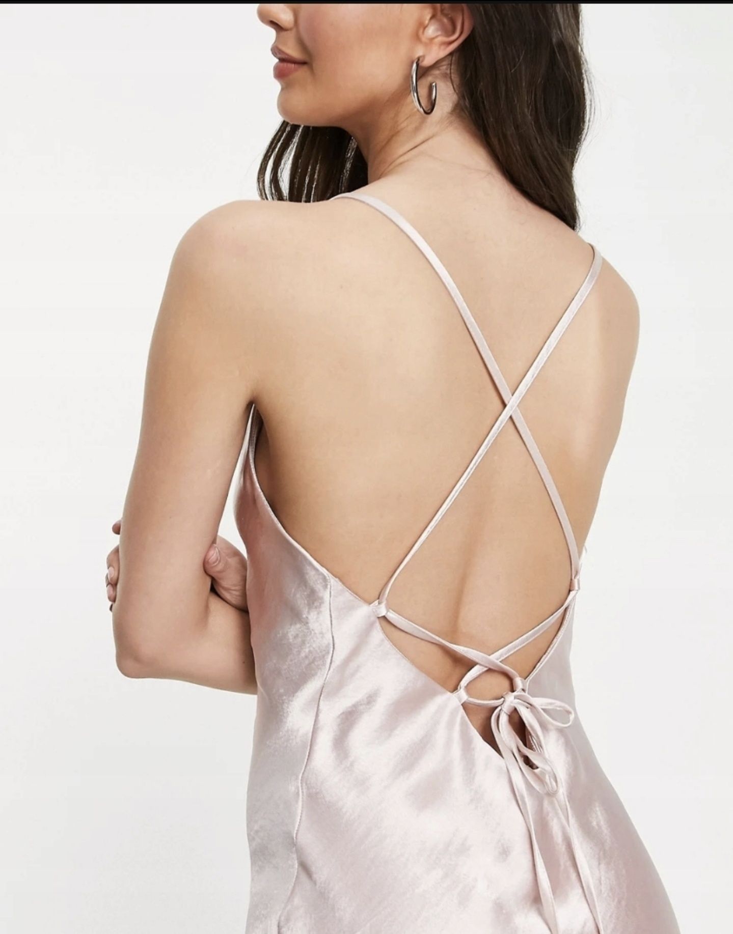 Nowa Satynowa Suknia Odkryte Plecy Asos Roz. XXXL/48/20