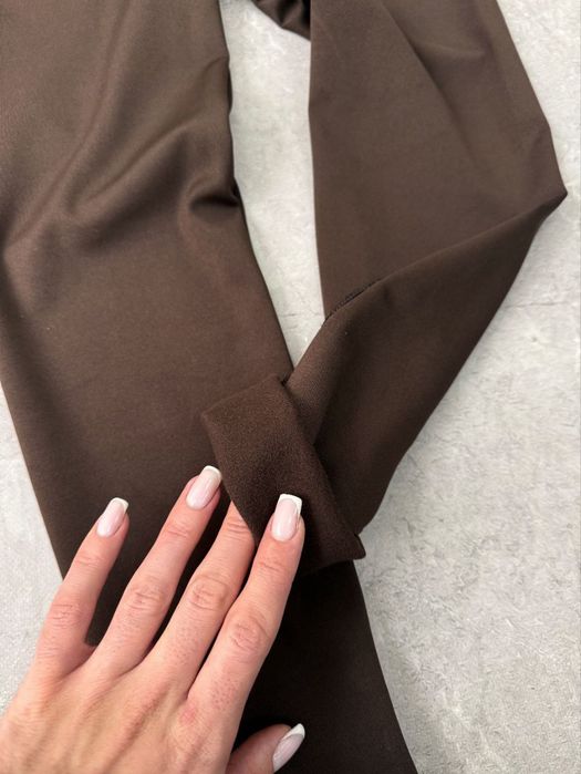 Лосини зі штрипками шоколад теплі микродайвінг на флісі