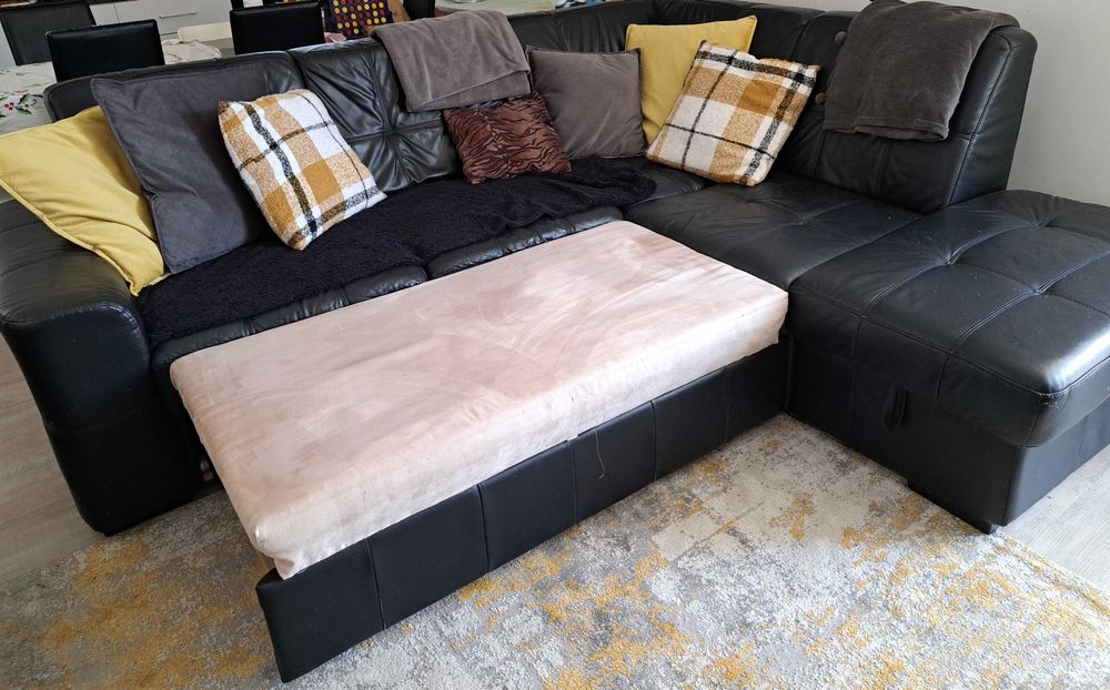 Sofá pele natural preta