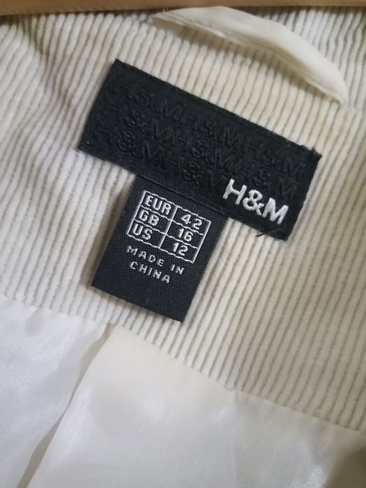 Піджак велветовий жакет кремовий білий світлий HM розмір 42