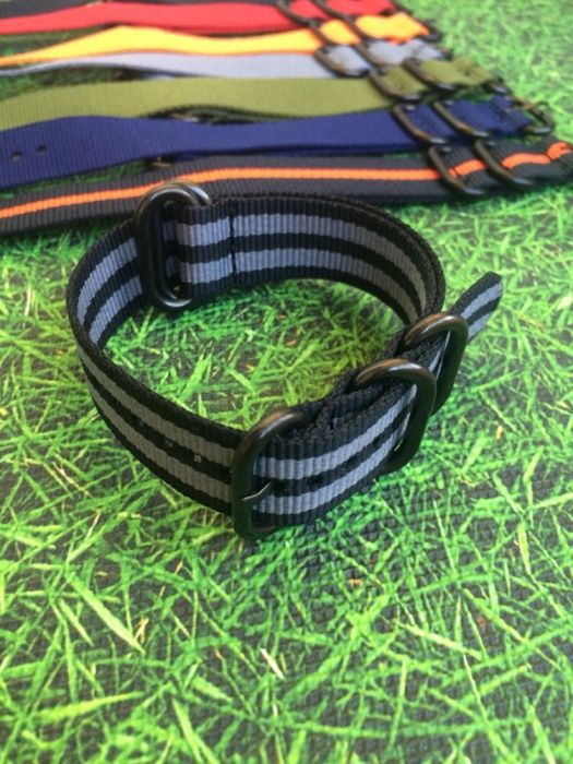 Ремінець для годинника Zulu nato strap 18,20,22,24 мм,чорна фурнитура.